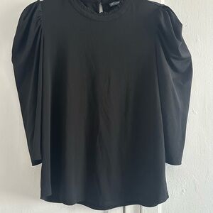 Adrianna Papell Black Puff Sleeve Blouse